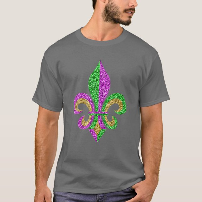 Mardi Gras Fleur De Lis Glitter Carnival Jester Me T Shirt (Framsida)