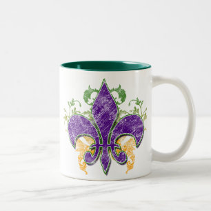 Mardi Gras Fleur-de-Lis Grungemugg Två-Tonad Mugg