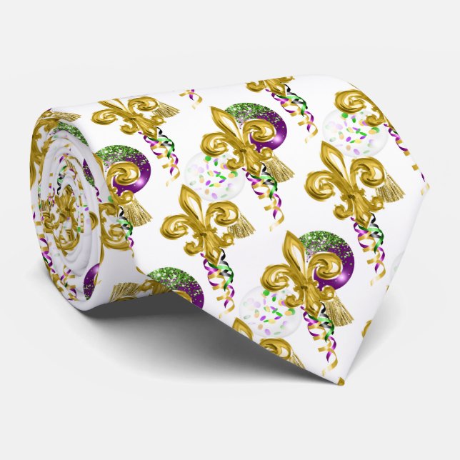 Mardi Gras Fleur De Lis Guld Firande Slips (Rullad)