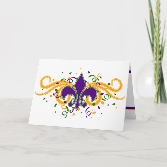 Mardi Gras Fleur-de-Lis hälsningkort Kort (Framsida)