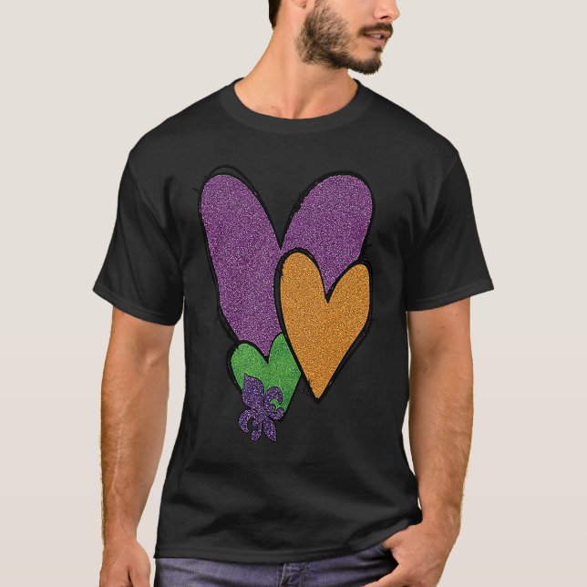Mardi Gras Fleur De Lis Heart Fat Tuesday Mardi Gr T Shirt (Framsida)