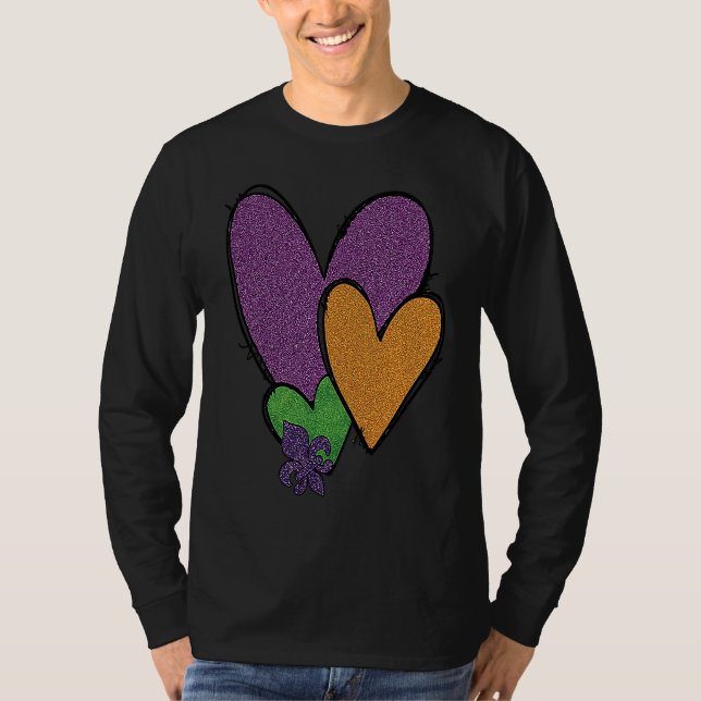 Mardi Gras Fleur De Lis Heart Fat Tuesday Mardi Gr T Shirt (Framsida)