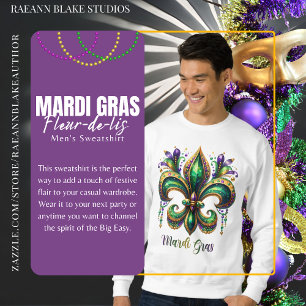 Mardi Gras Fleur-de-lis Herrtröja Lång Ärmad Tröja
