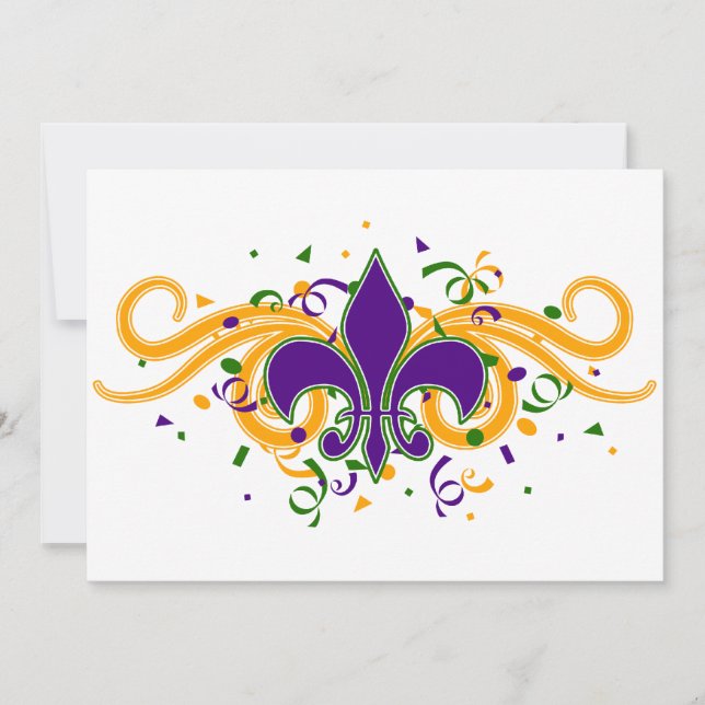 Mardi Gras Fleur-de-Lis inbjudan (Framsida)