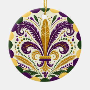Mardi Gras Fleur de Lis Julgransprydnad Keramik