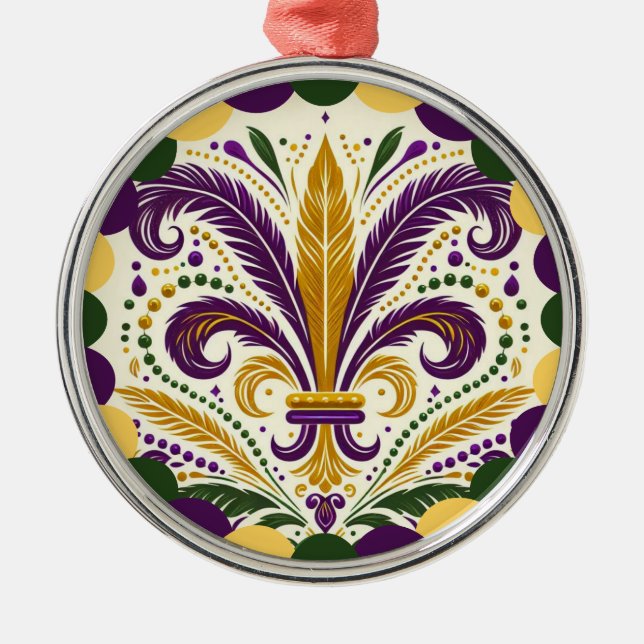 Mardi Gras fleur-de-lis Julgransprydnad Metall (Framsidan)