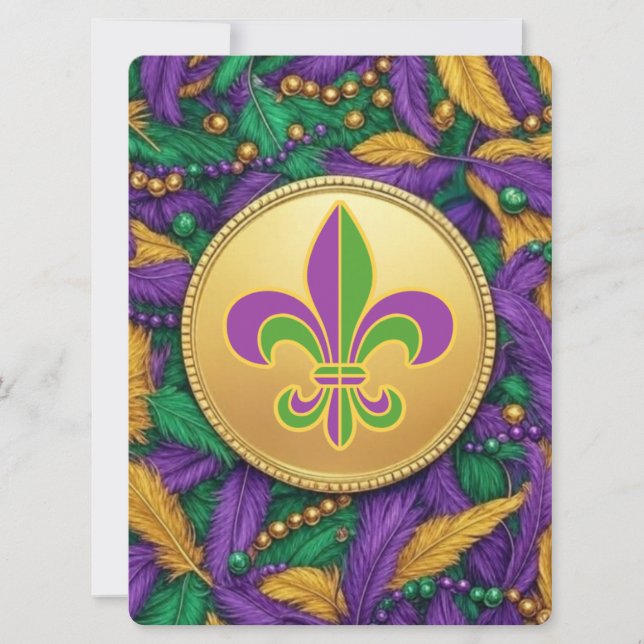 Mardi Gras Fleur de lis Julkort (Framsida)