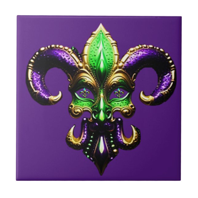 Mardi Gras Fleur De Lis Kakelplatta (Framsidan)