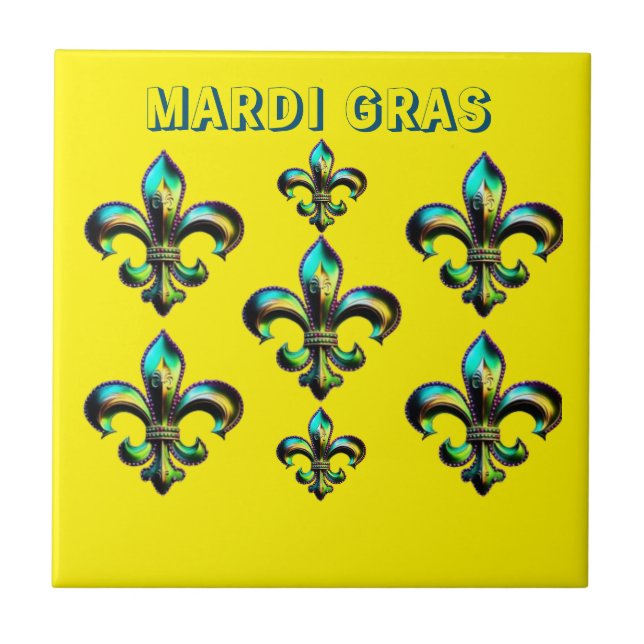 Mardi Gras Fleur De Lis Kakelplatta (Framsidan)