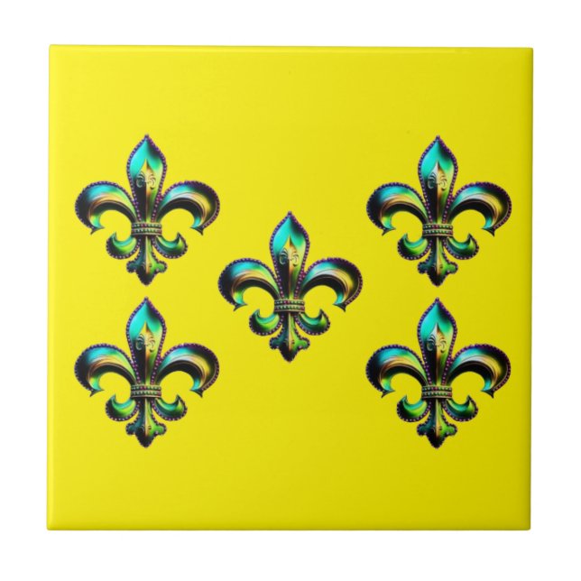 Mardi Gras Fleur De Lis Kakelplatta (Framsidan)