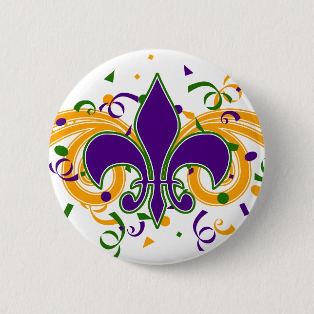 Mardi Gras Fleur-de-Lis knäppas Knapp (Framsida)