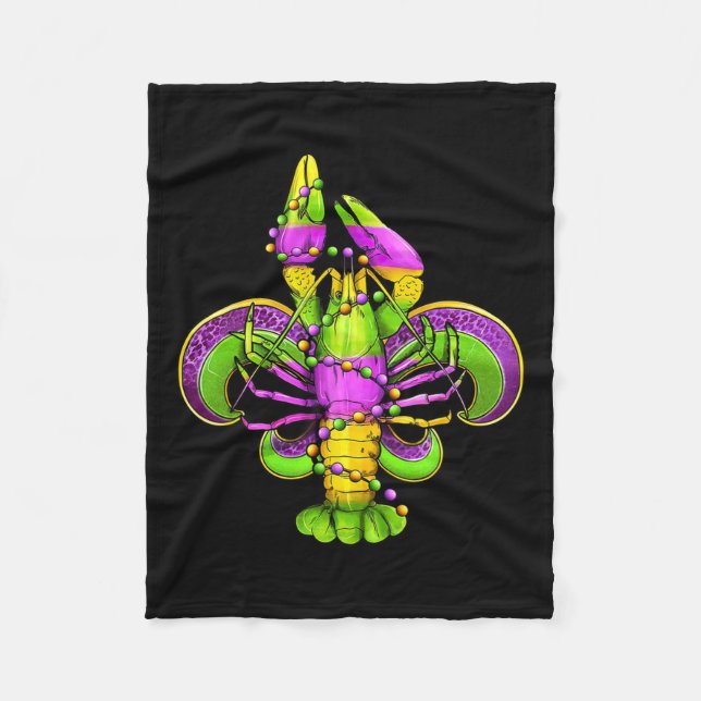 Mardi Gras Fleur De Lis Kräftor Leopard Kostym  Fleecefilt (Framsidan)