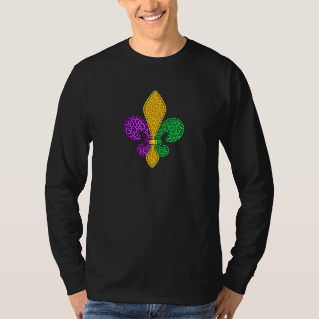 Mardi Gras Fleur De Lis Leopard Print T Shirt (Framsida)