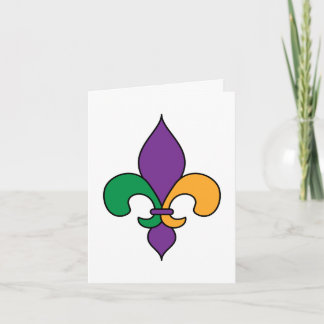 Mardi Gras Fleur de Lis Lila Gult Grönt Kort