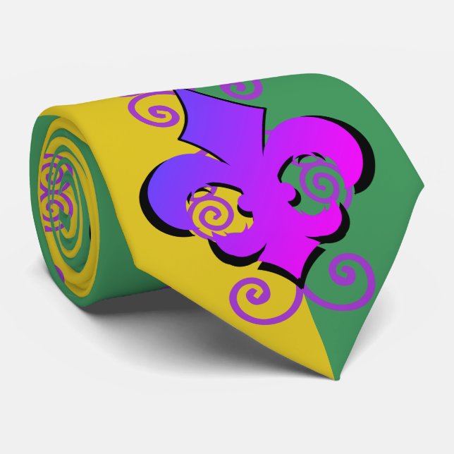 Mardi Gras Fleur-de-Lis Manar Tie Slips (Rullad)