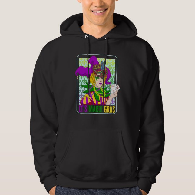 Mardi Gras Fleur De Lis Mardi Gras Carnival Jester Hoodie (Framsida)