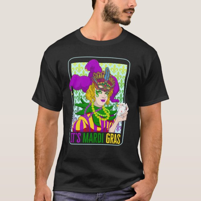 Mardi Gras Fleur De Lis Mardi Gras Carnival Jester T Shirt (Framsida)