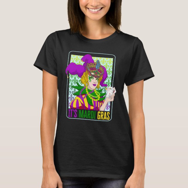Mardi Gras Fleur De Lis Mardi Gras Carnival Jester T Shirt (Framsida)