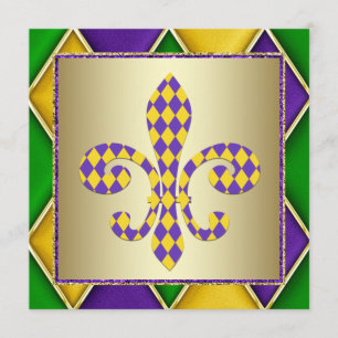 Mardi Gras Fleur De Lis Mardi Gras-fest Inbjudningar
