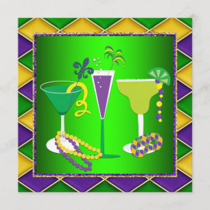 Mardi Gras Fleur De Lis Mardi Gras-fest Inbjudningar