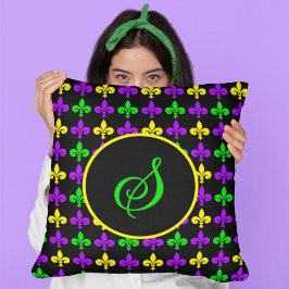 Mardi Gras Fleur de Lis Mönster Anpassningsbar Mon Kudde