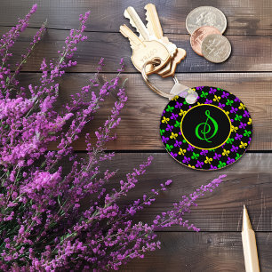 Mardi Gras Fleur de Lis Mönster Anpassningsbar Mon Nyckelring