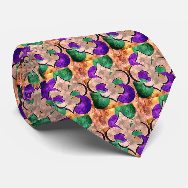 Mardi Gras | Fleur De Lis Neck Tie Slips (Rullad)