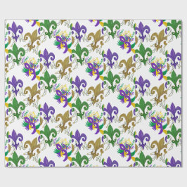 Mardi Gras fleur de lis och masker Presentpapper