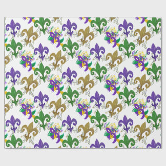 Mardi Gras fleur de lis och masker Presentpapper