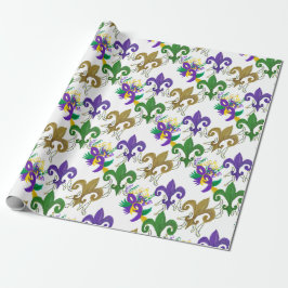 Mardi Gras fleur de lis och masker Presentpapper