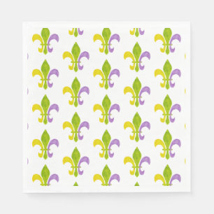 Mardi Gras Fleur de Lis på vit bakgrund Pappersservett