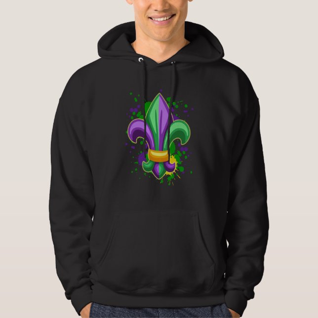 Mardi Gras Fleur De Lis Paint Splatter for men wom Hoodie (Framsida)