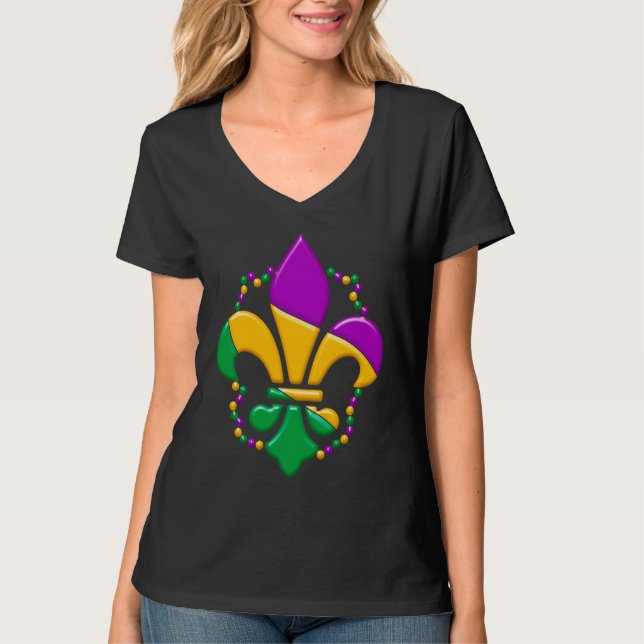Mardi Gras Fleur De Lis Paint Splatter Girl Boy Me T Shirt (Framsida)