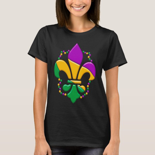 Mardi Gras Fleur De Lis Paint Splatter Girl Boy Me T Shirt (Framsida)