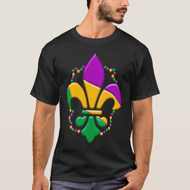 Mardi Gras Fleur De Lis Paint Splatter Girl Boy Me T Shirt (Framsida)