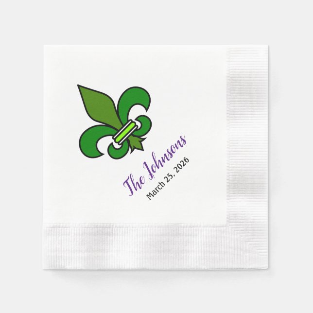 Mardi Gras Fleur de Lis Papperservietter för fest Pappersservett (Framsidan)