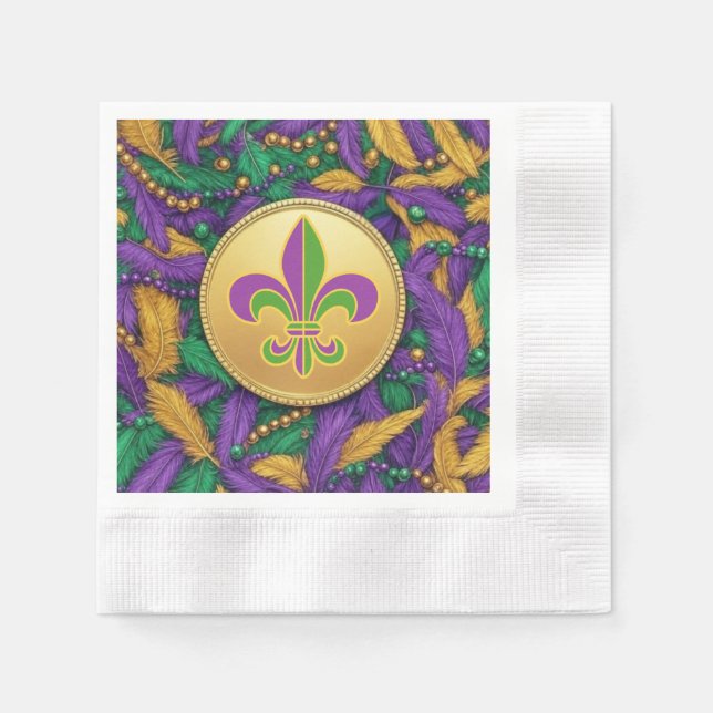 Mardi Gras Fleur de lis Pappersservett (Framsidan)