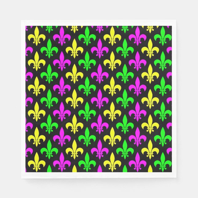 Mardi Gras Fleur De Lis Pappersservett (Framsidan)