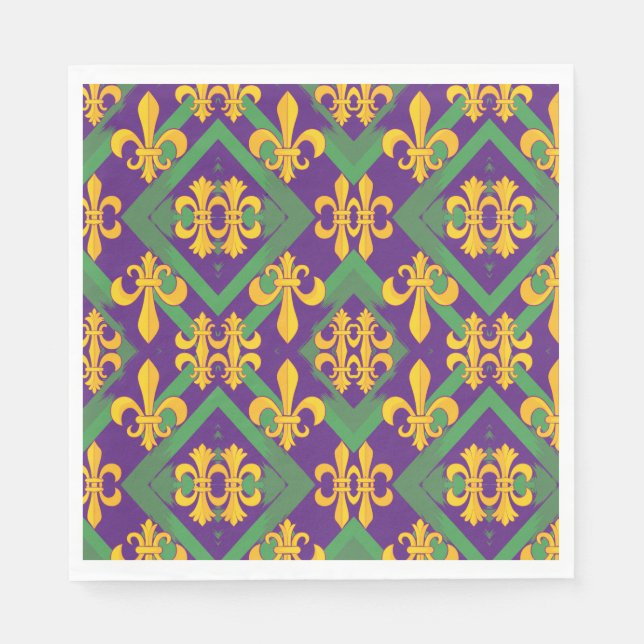 Mardi Gras Fleur de lis Pappersservett (Framsidan)