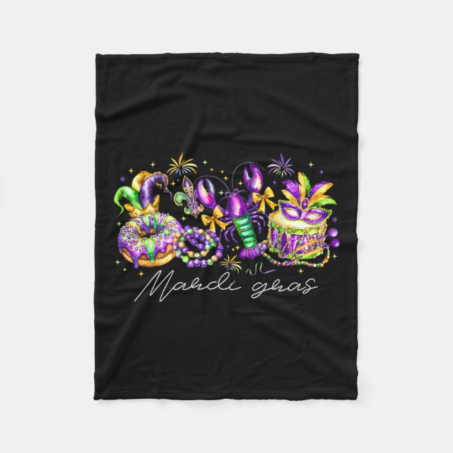 Mardi Gras Fleur De Lis Pärlor Louisiana Festival  Fleecefilt (Framsidan)