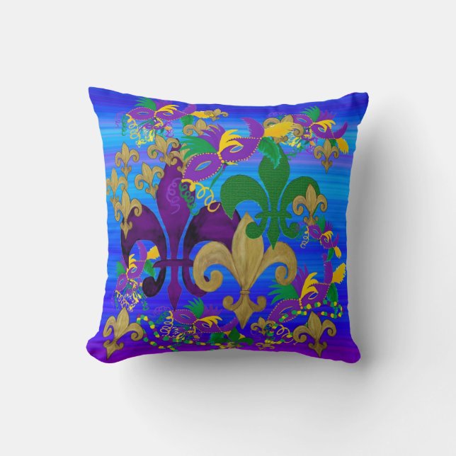Mardi Gras Fleur de lis pelow Kudde (Framsida)