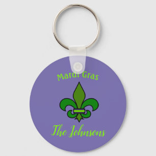 Mardi Gras Fleur de Lis Personlig Nyckelring