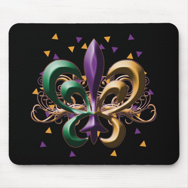 Mardi Gras Fleur de Lis Planlägga Musmatta (Framsidan)