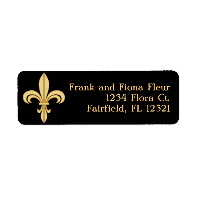Mardi Gras Fleur De Lis Returadress Etikett (Framsidan)