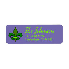 Mardi Gras Fleur de Lis Returadressetiketter Returadress Etikett