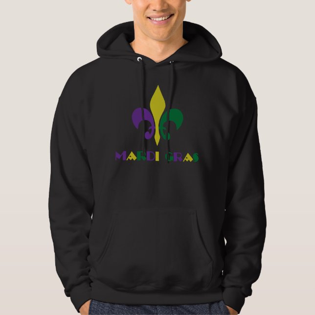 Mardi Gras ~ Fleur De Lis Sweatshirt Med Luva (Framsida)