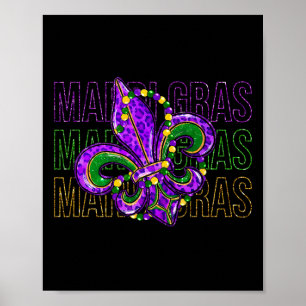 Mardi Gras Fleur De Lis Symbol Louisiana Carnival Poster