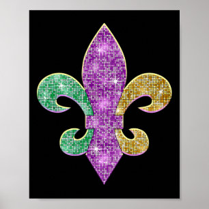 Mardi Gras Fleur De Lis Symbol Louisiana Carnival Poster