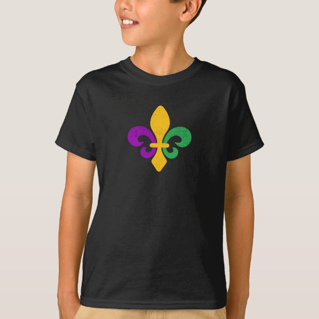 Mardi Gras Fleur De Lis T-Shirt (Framsida)