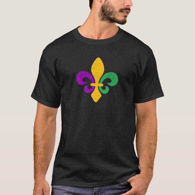 Mardi Gras Fleur De Lis T-Shirt (Framsida)